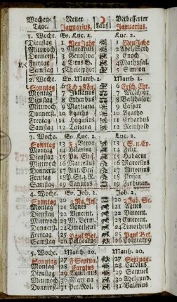 Neuer Januarius. - Alter Nov. u. Dec. Monds-Viertel.