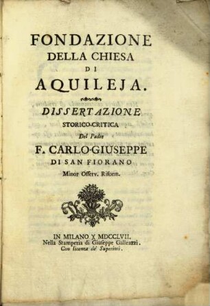 Fondazione della chiesa di Aquileja