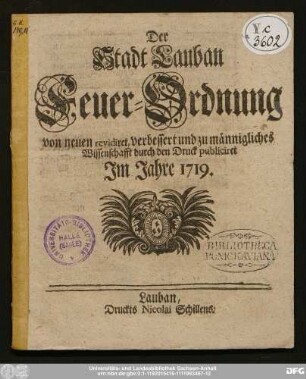 Der Stadt Lauban Feuer-Ordnung