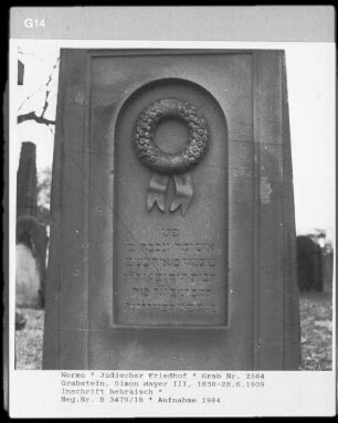 Grabstein von Simon Mayer 3. (gestorben 1909.06.28)