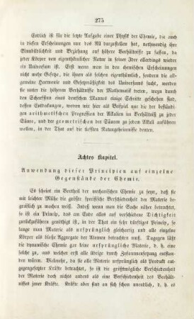 Achtes Kapitel. Anwendung dieser Principien auf einzelne Gegenstände der Chemie