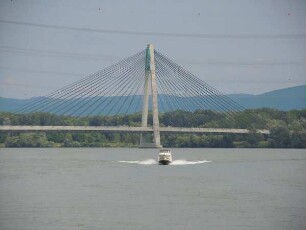 Tull - Donaubrücke : Eine moderne Straßenbrücke führt bei Tulln über die Donau, aufgenommen am 12. Juni 2011
