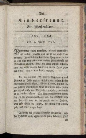 LXXXVII. Stück den 1. März 1777
