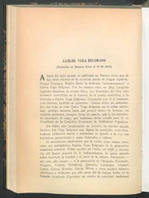 Carlos Vega Belgrano (Fallecido en Buenos Aires el 19 de abril)