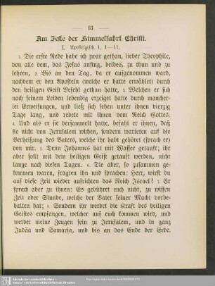 Am Feste der Himmelfahrt Christi