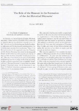 The role of the museum in the formation of the art historical discourse