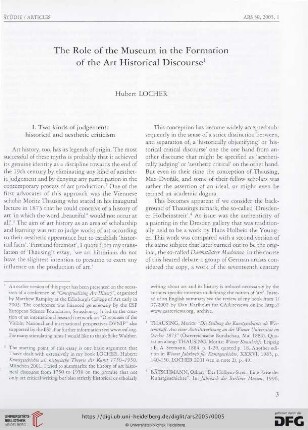 The role of the museum in the formation of the art historical discourse