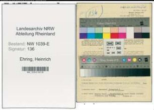 Entnazifizierung Heinrich Ehring , geb. 12.04.1894 (Vereinigungsvorsitzender)