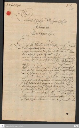 Brief von [Joachim Just Breithaupt] und der Professoren der Universität Halle [darunter August Hermann Francke] an Friedrich III., Kurfürst von Brandenburg.