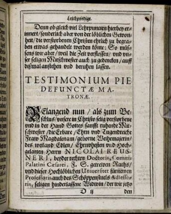 Testimonium Pie Defunctæ Matronæ.