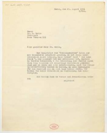 Brief an Hugo Holle : 25.08.1931