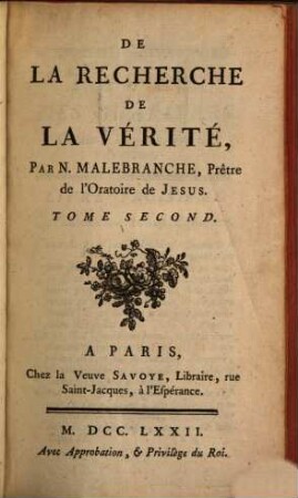 De la Recherche De La Vérité, 2