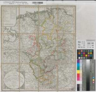 Westfälischer Kreis Territorialkarte Charte vom Westphaelischen Kreise 1804 1 geogr. Meile = 5,45 cm 53 x 45 farb. Stich: Weimar, Verlag des Geographischen Instituts nach Lecoq von D. G. Reymann B Nr. 355c