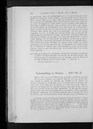 Versammlung zu Wismar. - 1469 Jul. 21.