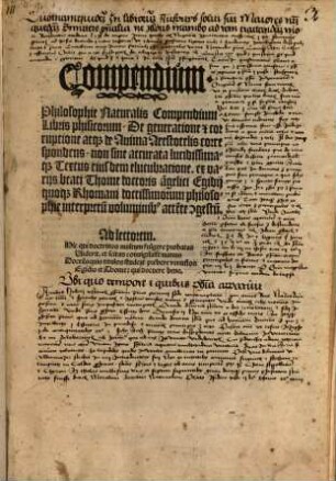 Compendium. Philosophiae Naturalis Compendium
