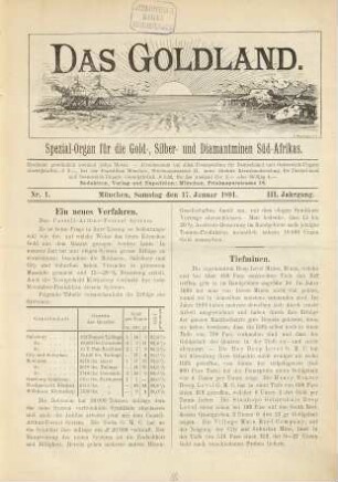 Das Goldland : Spezial-Organ für die Gold-, Silber- und Diamantminen Süd-Afrikas, 3. 1891