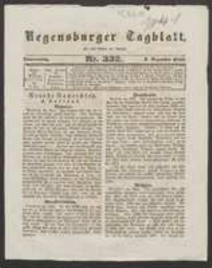 Sitzungsbericht [in Regensburger Tagblatt, Nr.332, S.1246]