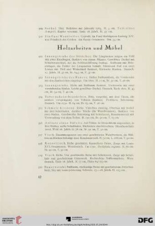 Holzarbeiten und Möbel (Nr. 511-523)