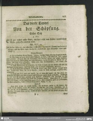Das vierte Capitel. Von der Schöpfung