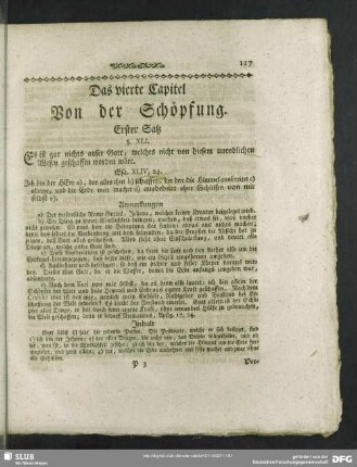 Das vierte Capitel. Von der Schöpfung