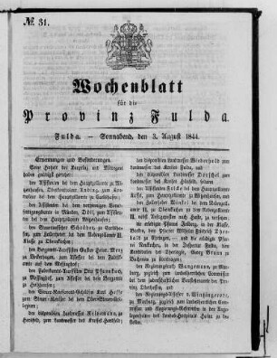 Nr. 31, Ausgabe vom 3. August 1844