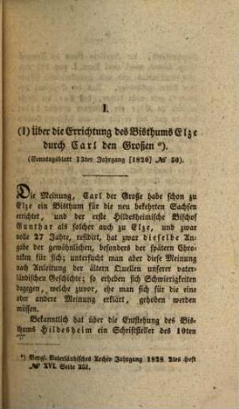 Beiträge zur Hildesheimischen Geschichte : enthaltend die darauf Bezug habenden Aufsätze der sämmtlichen Hildesheimischen Wochen- u. einiger kleinen Gelegenheitsschriften. 1. 1829