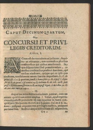 Caput Decimumquartum, De Concursu Et Privilegiis Dreditorum. Aphor. I.