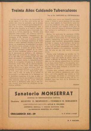 Treinta Años Cuidando Tuberculosos
