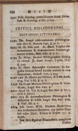 Critici, Bibliographi, Historico-Litterarii.