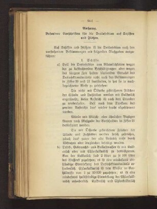 Besondere Vorschriften für die Desinfektion auf Schiffen und Flößen