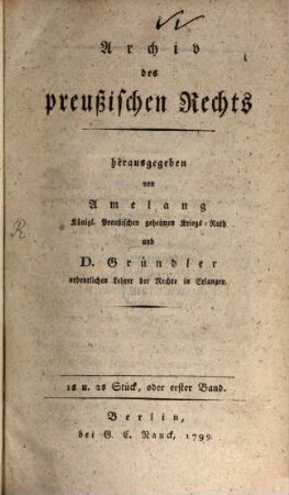 Archiv des preußischen Rechts. 1, 1. 1799