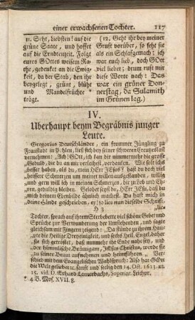 IV. Uberhaupt beym Begräbnis junger Leute.