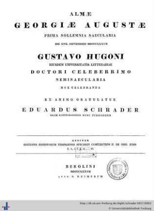 Editionis digestorum Tubingensis specimen complectens Digestorum de origine iuris. I, 2, l,2. § 41...44