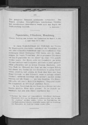 Papenwärder, Uhlenhorst, Mundsburg. : (Zweiter Nachtrag zum Aufsatze von Gaedechens im Band V S. 359; s. auch Band XII S. 328.)