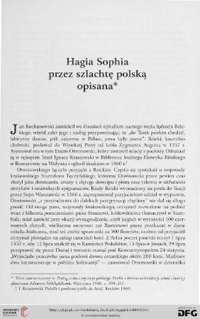 Hagia Sophia przez szlachtę polską opisana