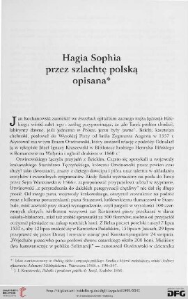 Hagia Sophia przez szlachtę polską opisana
