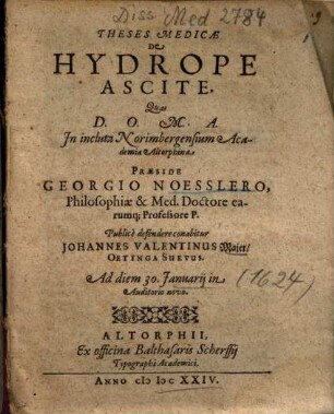 Theses Medicae De Hydrope Ascite