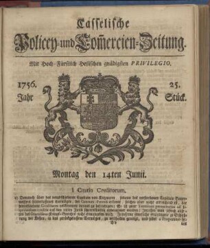 25. Stueck, Montag den 14ten Junii 1756