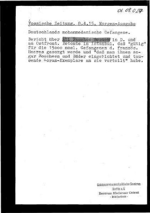 Deutschlands mohammedanische Gefangene