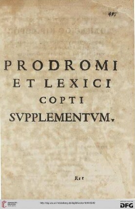 Prodromi et lexici copti supplementum