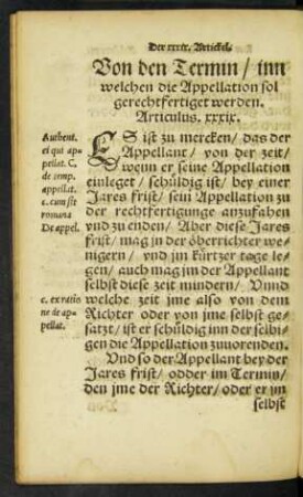 Von den Termin ... Articulus. xxxix.