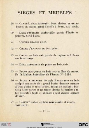 Sièges et meubles (Nr. 89-124)