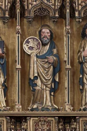Hochaltar des Frankfurter Doms — Linker Flügel: Acht Heilige — Evangelist Markus