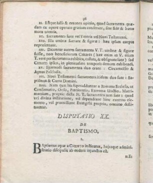 Disputatio XX. De Baptismo.
