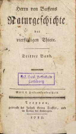 Herrn von Buffons Naturgeschichte der vierfüßigen Thiere, 3