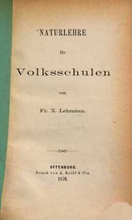 Naturlehre für Volkschulen