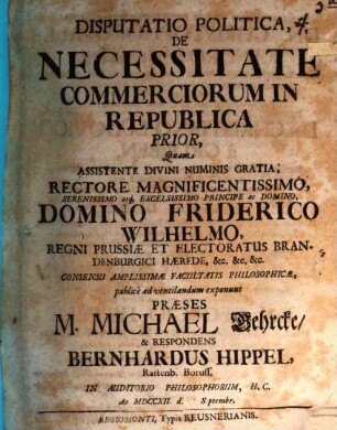 Disp. polit. de necessitate commerciorum in republica prior