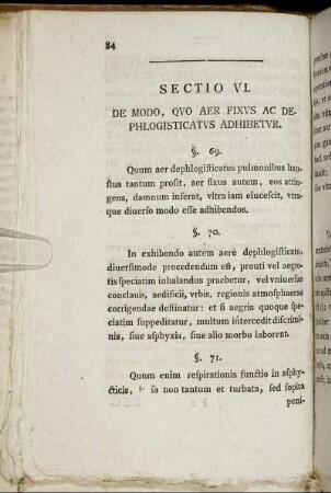 Sectio VI. De Modo, Quo Aer Fixus Ac Dephlogisticatus Adhibetur.