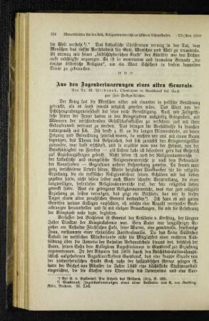 Aus den Jugenderinnerungen eines alten Generals