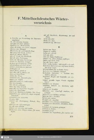 F. Mittelhochdeutsches Wörterverzeichnis